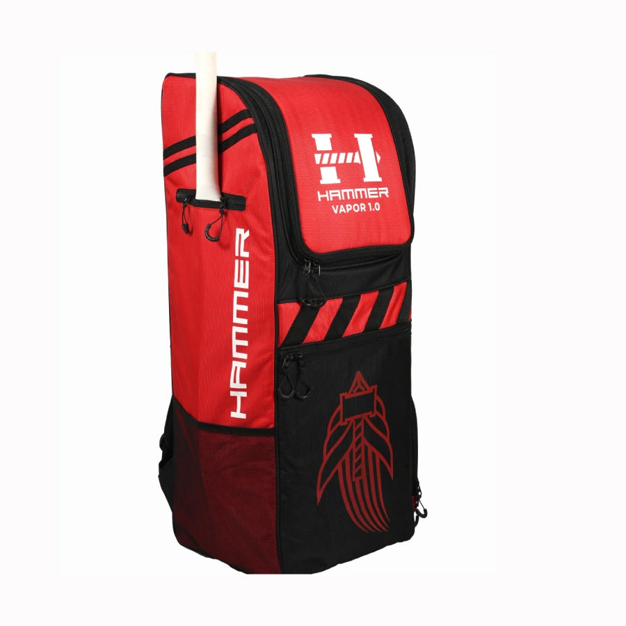 red cricket kit bag with Outside bat compartment