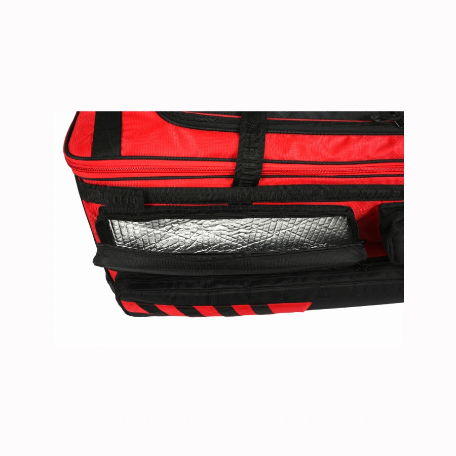 hammer red and black trolley kitbag side compartment