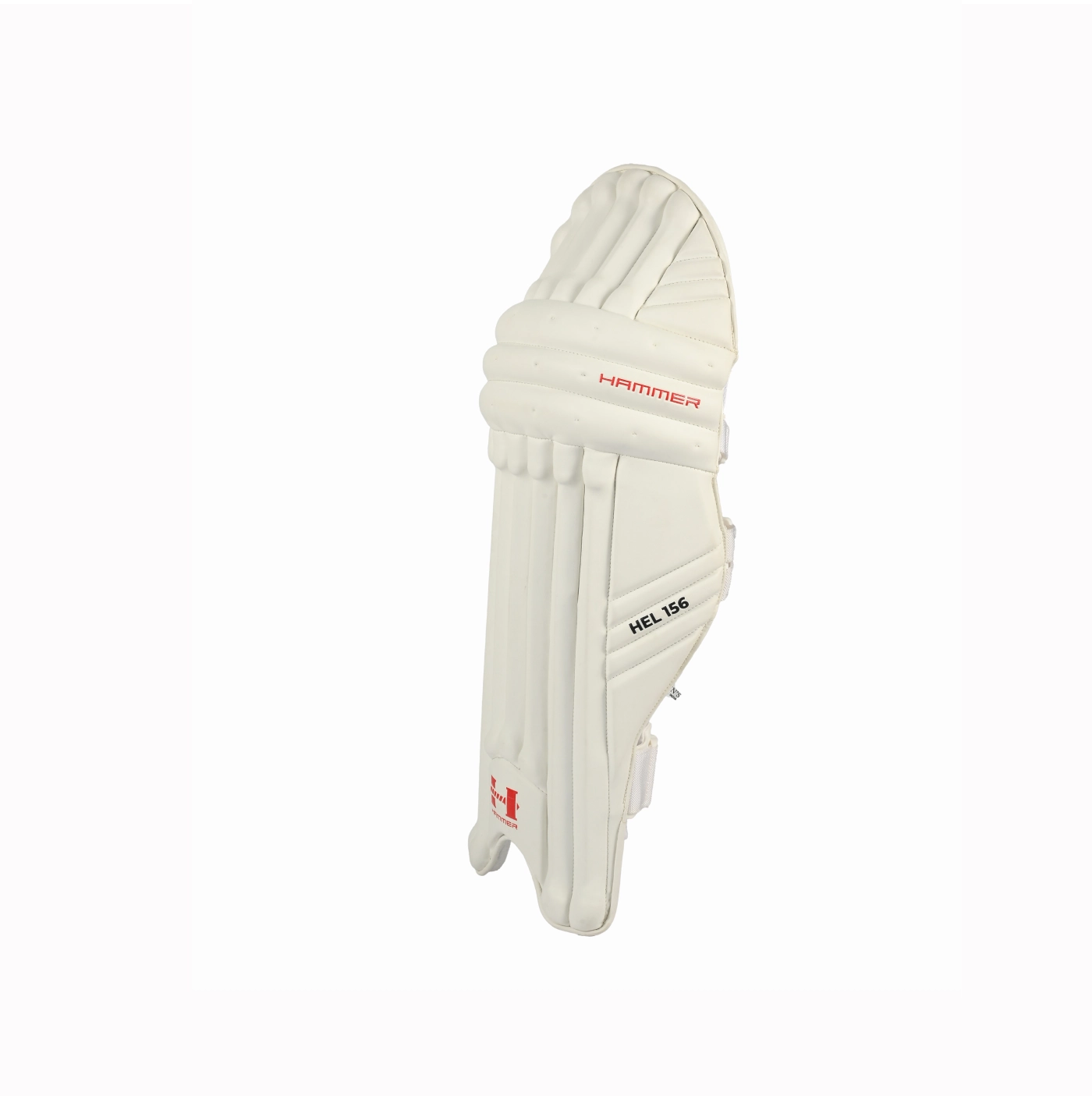 red and black initials on white cricket pad