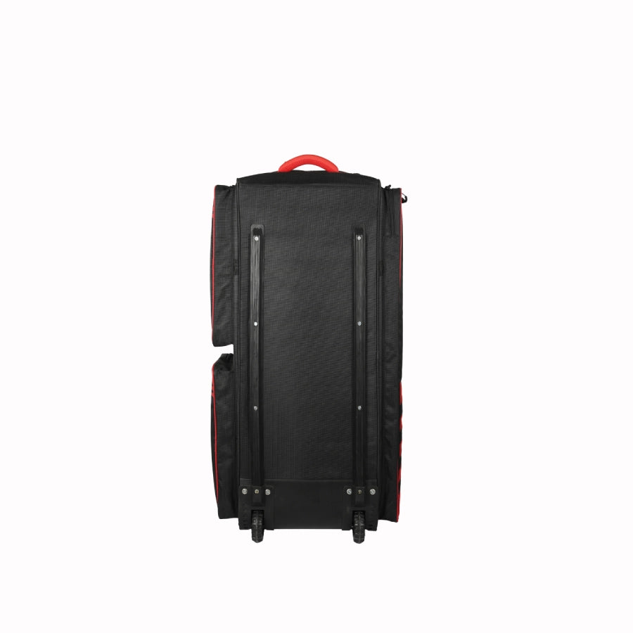 hammer red and black trolley kitbag with wheels back profile