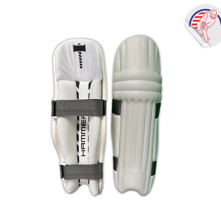 Hammer black initials cricket pads single pair back and front